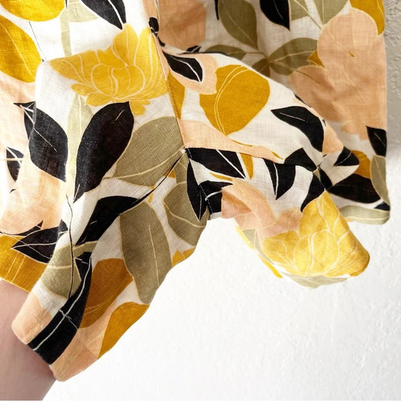 Rachel Zoe Shorts Women's 2X Jungle Print Tropical Botanical 100% Linen - Picture 6 of 8